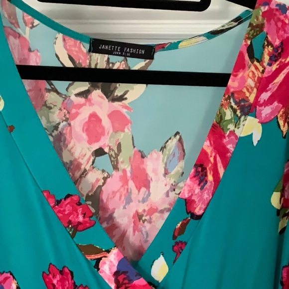 Gorgeous turquoise floral long wrap maxi dress - Picture 3 of 7
